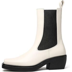 Women's Square Toe white size 8 Chunky High Platform Boots